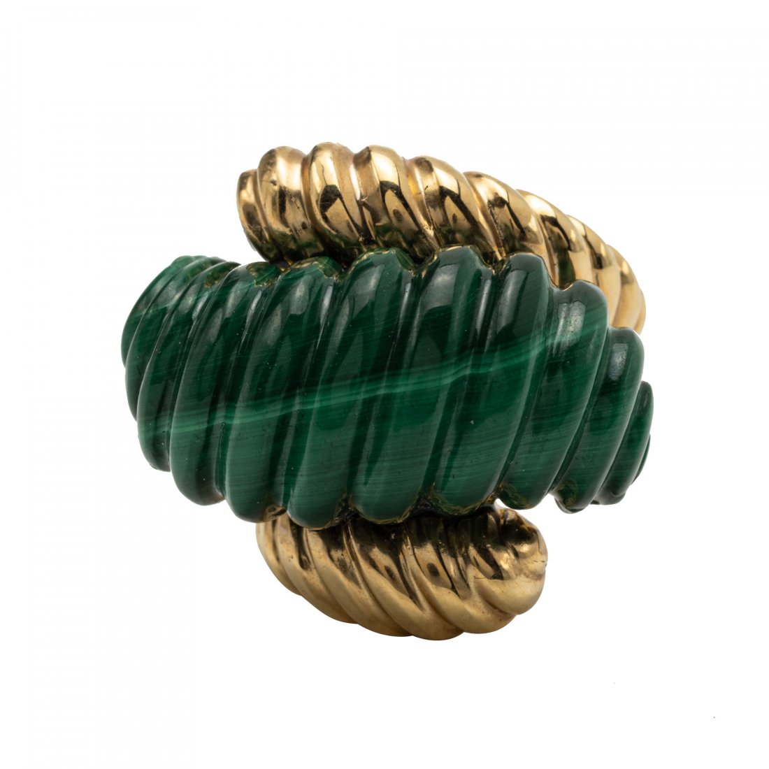 A 14k yellow gold and malachite abstract ring (1 of 3)