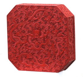 Impressive Chinese Cinnabar Lacquer "Dragon" Box and Cover