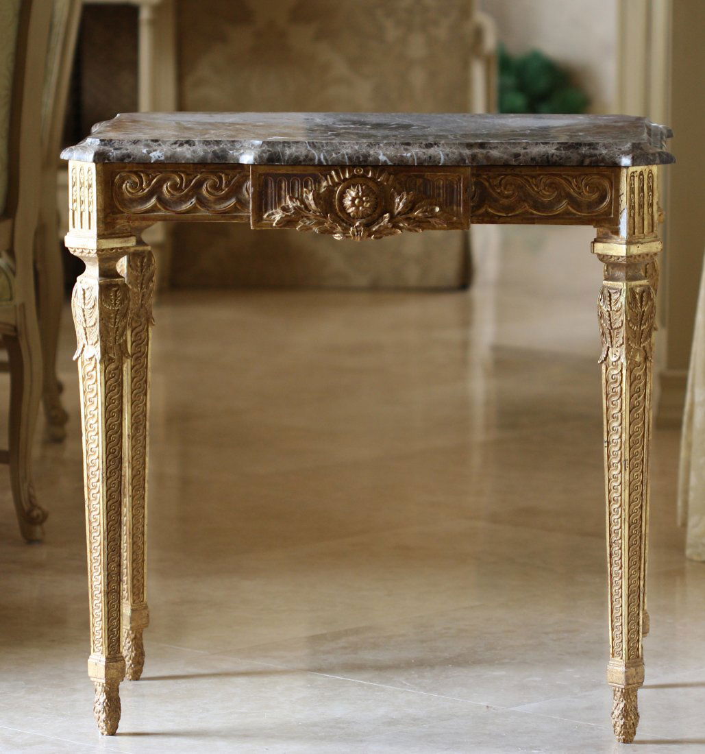 Louis XVI Style Giltwood Marble Top Side Table (1 of 7)