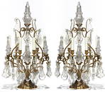 Pair of Louis XV Style Gilt Bronze and Cut-Glass Girondoles