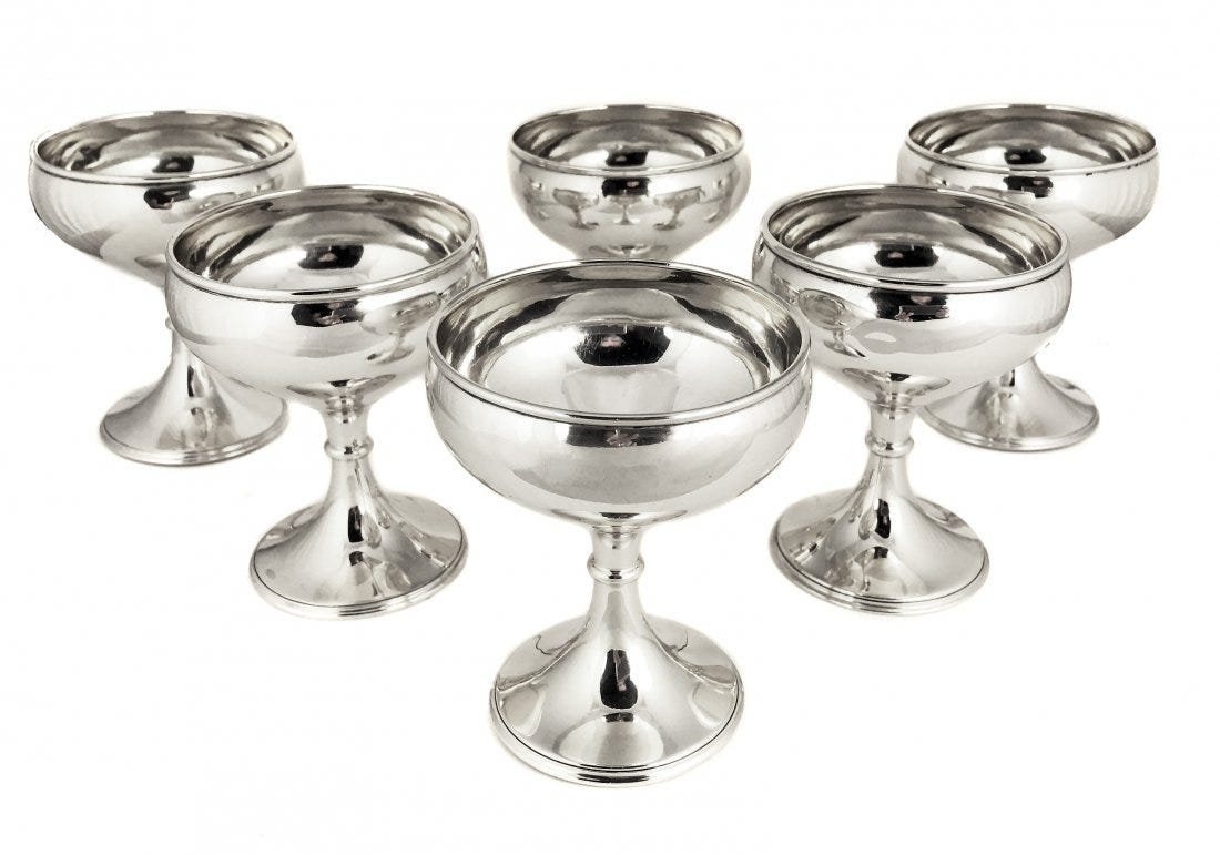Set of Six American Sterling Silver Champagne Goblets (1 of 5)