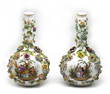 Pair of German Porcelain Foliate decorated Bottle-Form Vases