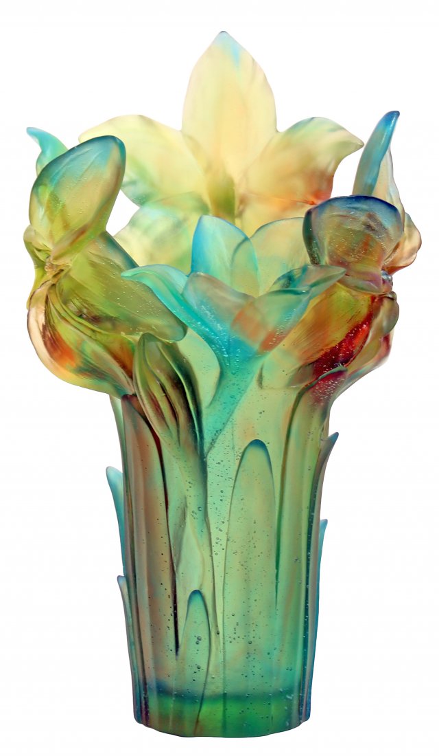 DAUM CRYSTAL "AMARYLLIS" VASE, FRENCH, MODERN Jul 01, 2012 A.B