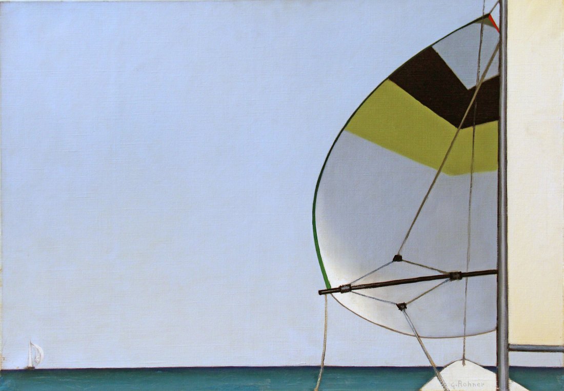 GEORGES ROHNER (FRENCH 1913-2000) "SAIL": Georges Rohner (French 1913-2000) "Sail", Signed G Rohner (lower right), oil on canvas, lacking a frame. 25 3/4 in by 36 1/2 in., (65.3cm by 92.7cm)