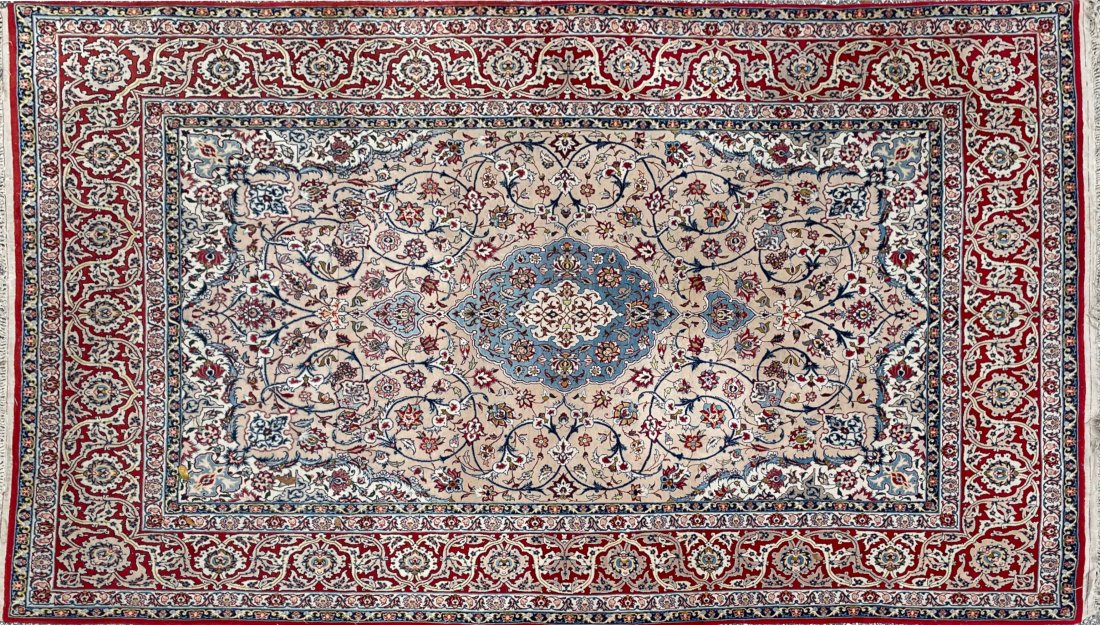Persian Wool and Silk Blend Isfahan Rug (1 of 7)