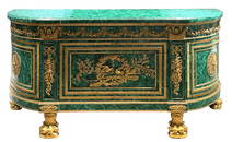 Impressive Gilt Bronze Mounted Malachite Commode