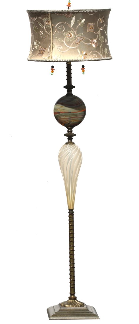 Contemporary Metal and Glass Floor Lamp (1 of 7)