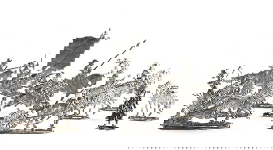 Large Group of British/French Lead Toy Soldiers: Large Group of British/French Lead Toy Soldiers 20th Century. Unpainted, some with markings, depicting various historical periods and countries. Approx. Heights 1.25 to 2 in. (300+/-)