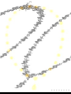 Yellow Diamond and Diamond Pendant-Necklace: Yellow Diamond and Diamond Pendant-Necklace Suspending a pendant centering a pear shaped Yellow diamond weighing approximately .65 carats, a heart shaped yellow diamond weighing approximately .40