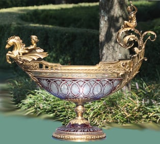 Continental Gilt Bronze and Cut Ruby Glass Centerpiece