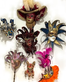 Collection of Eight Venetian Carnival Masks