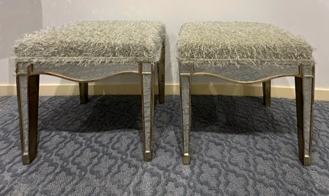 Pair of Contemporary Mirrored Stools