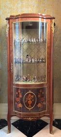 Louis XV Style Various Wood Marquetry Vitrine
