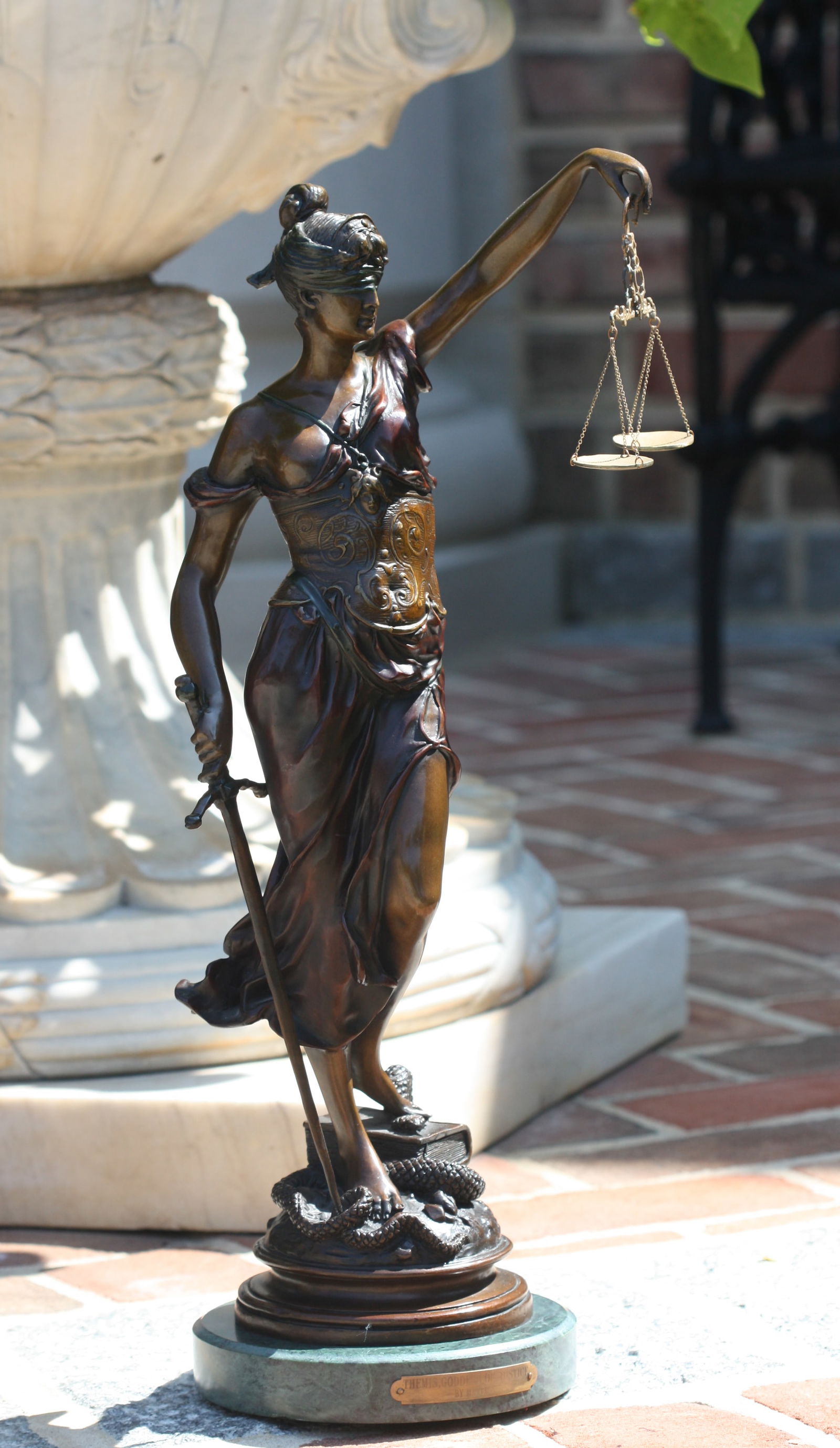 Patinated Bronze Classical Figure of Justice (1 of 12)