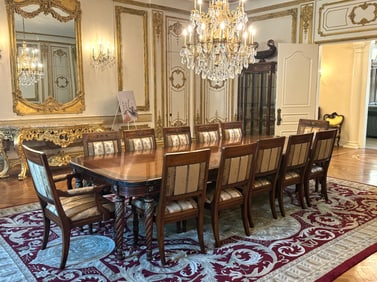 French Dining Table and a Set of Twelve Dining Chairs