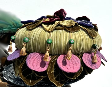 Mackenzie Childs Pansy Decorated Foot Stool