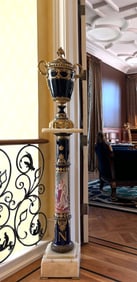 Sevres Style Painted Porcelain Pedestal