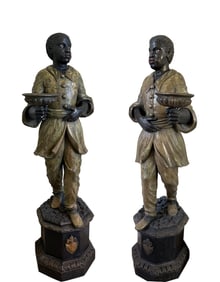 Pair, Fine & Rare Painted Wood Spanish Moors
