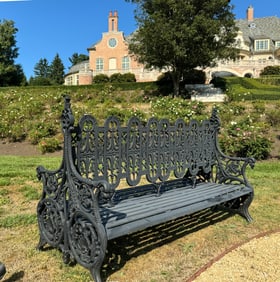 Pair of Cast Iron Double-Sided Garden Settees