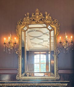 Italian Baroque Style Gilt Wood Mirror late 19th Century