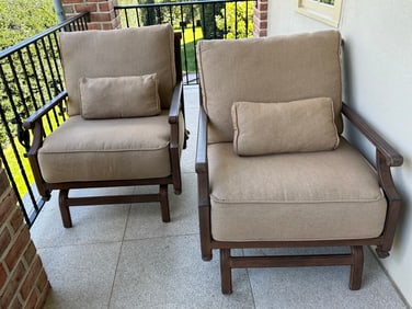 Three Patio Rocking Armchairs, an Armchair & an Ottoman