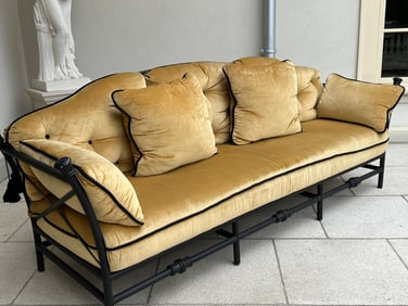 Pair of Breakwater Patinated Metal Patio Settees