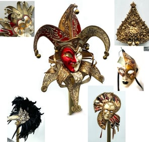 Collection of Six Venetian Carnival Masks