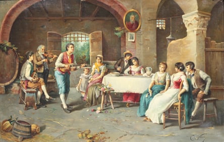 Augusto Volpini, (Italian, 19th Century) Tavern Scene