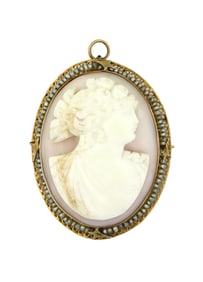10K Gold Mounted Cameo Brooch