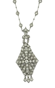 Platinum and Diamond Pendant Necklace
