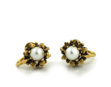 Pair of Pearl and Gold Earrings