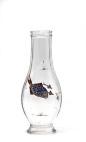 Emile Galle Enamel Decorated Colorless Glass Vase