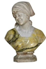 G. PINERCHI (XIX-XX),Italian Marble and Alabaster Bust