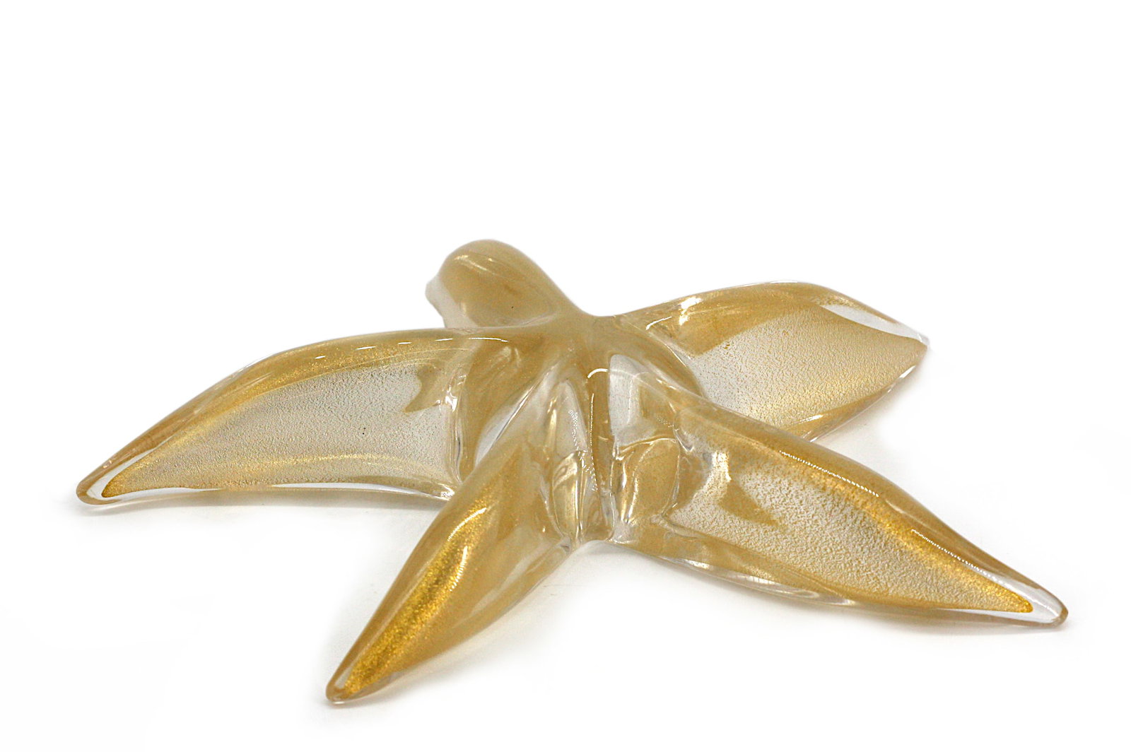 Elsa Peretti, for Tiffany & Co, Glass Starfish: Elsa Peretti, for Tiffany & Co, Glass Starfish Internally Decorated Gilt Colorless Glass Starfish, signed. Height 2 in., Width 10.5 in.
