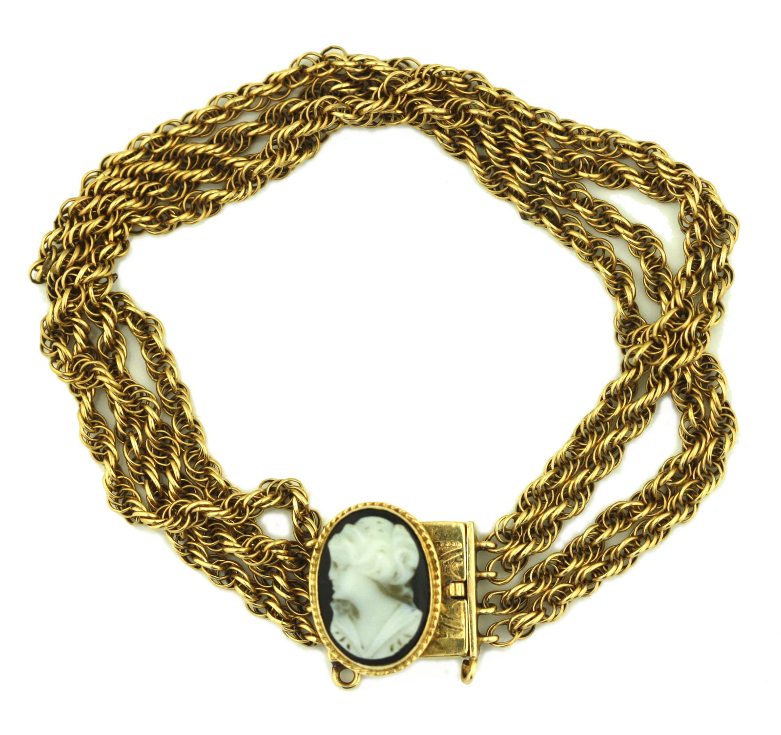 14K Yellow Gold and Cameo Bracelet (1 of 6)