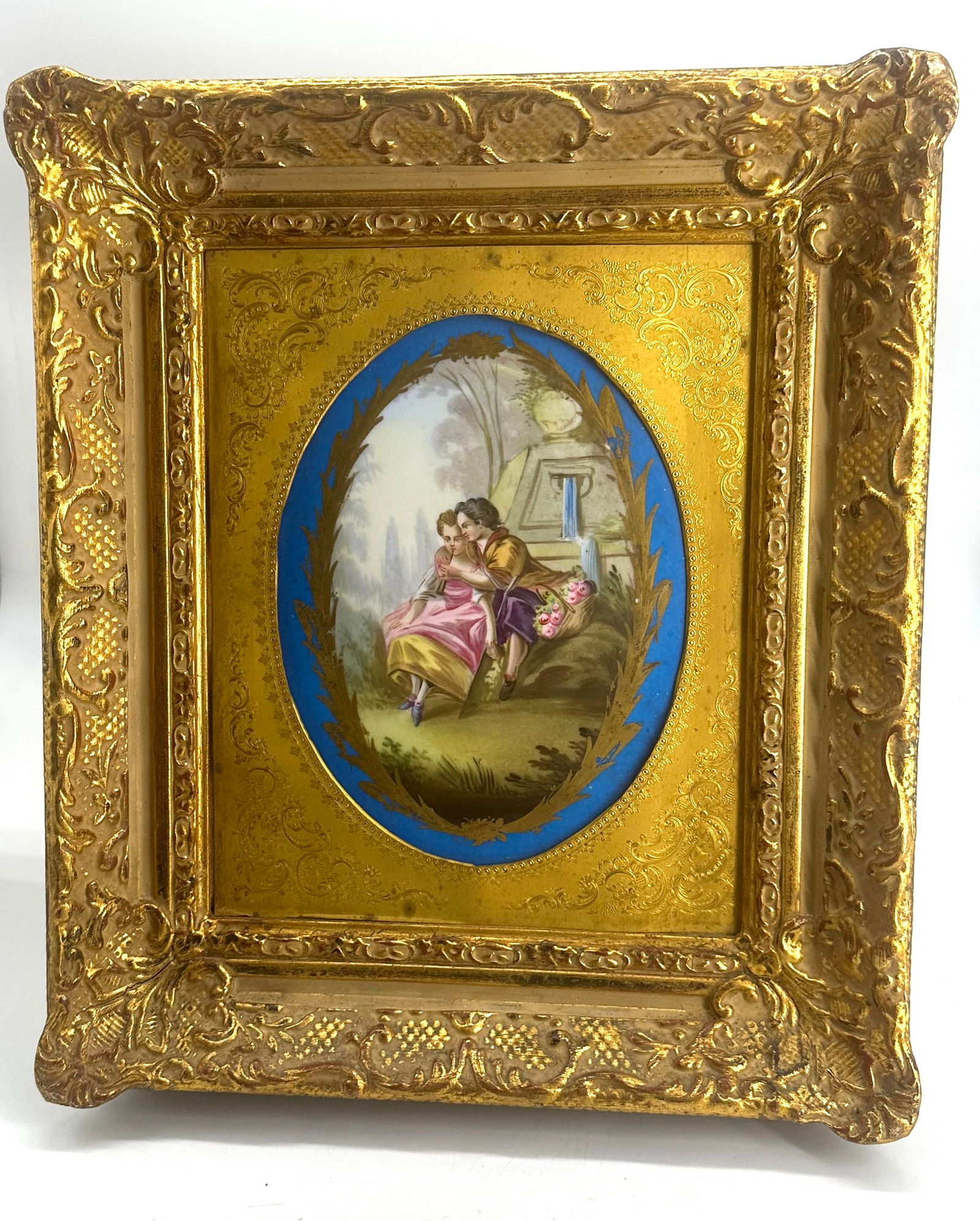 French Painted Porcelain Plaque, Framed, Possibly Severes (1 of 4)