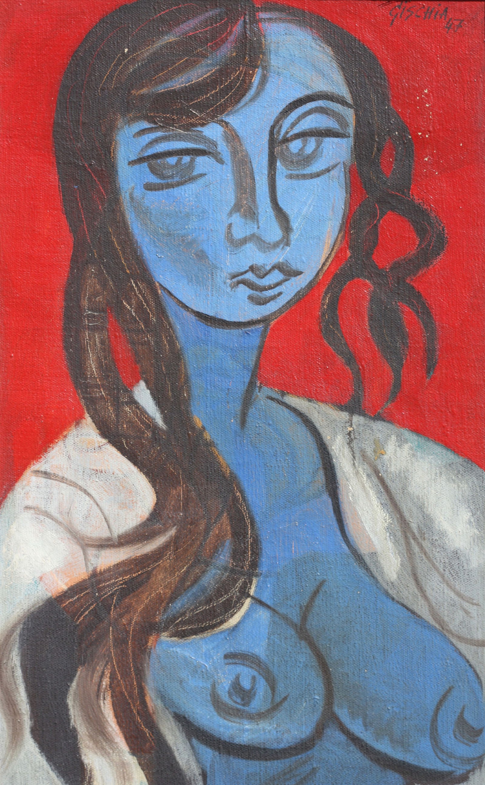 Leon Gischia (French, 1903-1991), Oil Painting: Leon Gischia (French, 1903-1991) Portrait of a Woman, 1947 signed and dated 'GISCHIA 47, upper right, oil on canvas 18 by 10 in. Provenance: Christies, New York, July 2006 The Estate of Jascha Brojdo