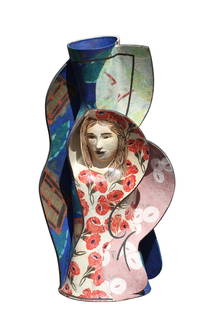Andrea Gill, (American, 20th Century), Sculptural Pottery Vase: Andrea Gill, (American, 20th Century), Sculptural Pottery VaseMorning Glory, Madonna Series painted pottery, signed, dated 2001 Height 35.5 in., Width 18 in., Depth 13.5 in. cf. see note to