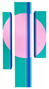 Artist Unknown, 20th/21st Century, Painting: Artist Unknown, 20th/21st Century, Signed Gordon Manner of Ilya Bolotowsky, (three part abstract), unsigned,oil on canvas each, 51 by 10 by 2.75 in., 34.75 by 5 by 2.75 in., 28.25 by 7 by 2.75 in.