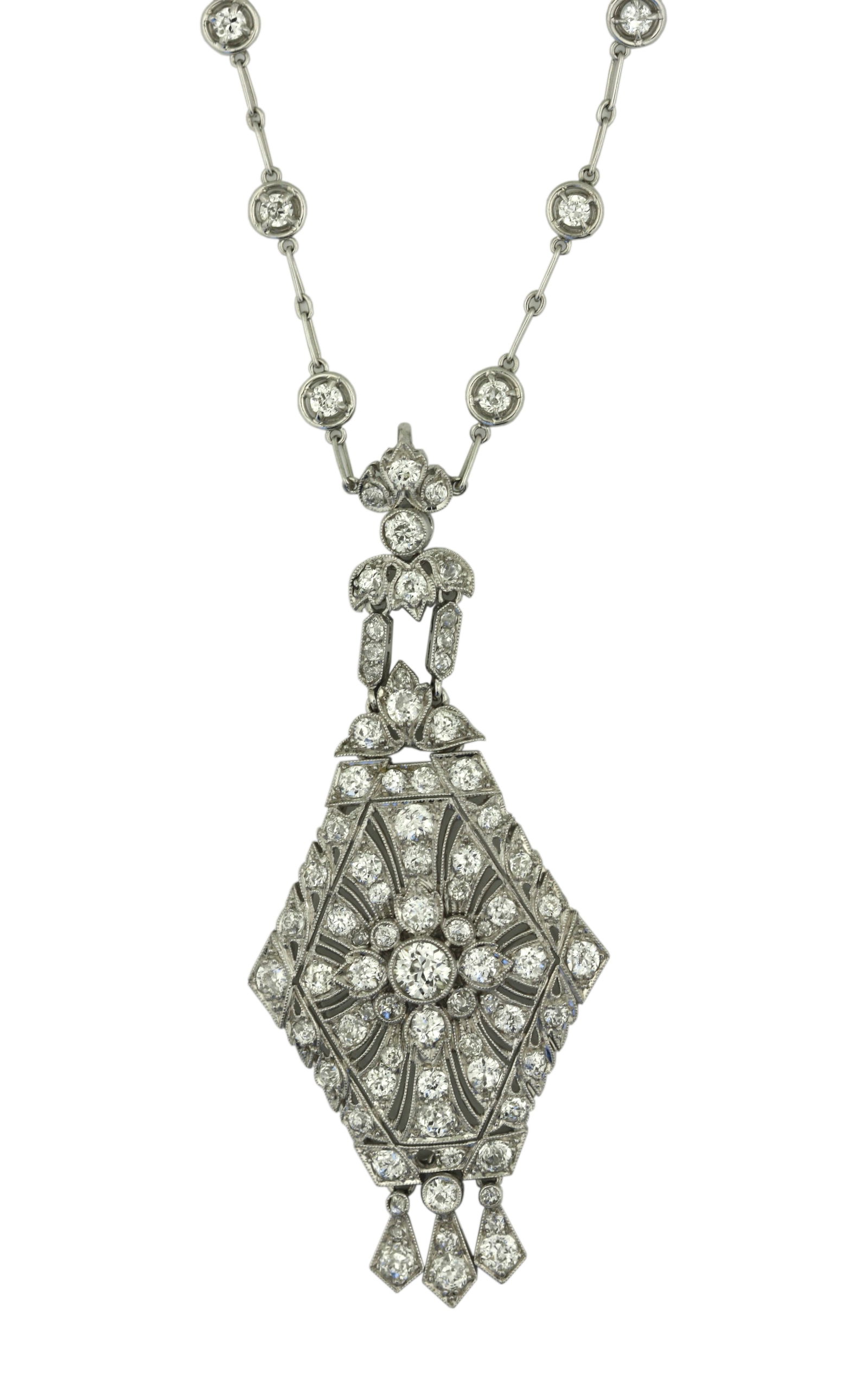 Platinum and Diamond Pendant Necklace (1 of 5)