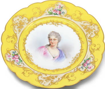 A Fine 19th Century Sèvres Hand-Painted Portrait Plate: A Fine 19th Century Sèvres Hand-Painted Portrait Plate Diameter: 9½ in. Marked with CHATEAU DES TUILERIES / SÈVRES catalogue note: A superb hand-painted porcelain cabinet plate, exquisitely