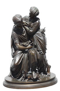 Romantic Bronze Group Signed Gautier Editeur, Late 19th Century: Romantic Bronze Group Signed Gautier Editeur, Late 19th Century A finely cast and richly patinated bronze sculpture depicting a tender moment between a seated young man and a woman gently embracing
