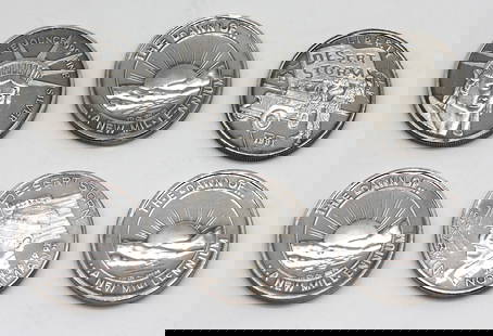 Six United States 1 ounce .999 Silver Liberty Collectors Coins: Six United States 1 ounce .999 Silver Liberty Collectors Coins Comprising, three The Dawn of a New Millenium coins, two Desert Storm, and another with a verse from the Statue of Liberty, each in a