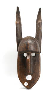 Bamana Notomo Ceremonial Wood Dance Mask: Bamana Notomo Ceremonial Wood Dance Mask Height 23 in., Width 7 in., Depth 6.5 in. Provenance: Formerly the Property of Lynn University, Gift of Walter P. Scott, MD