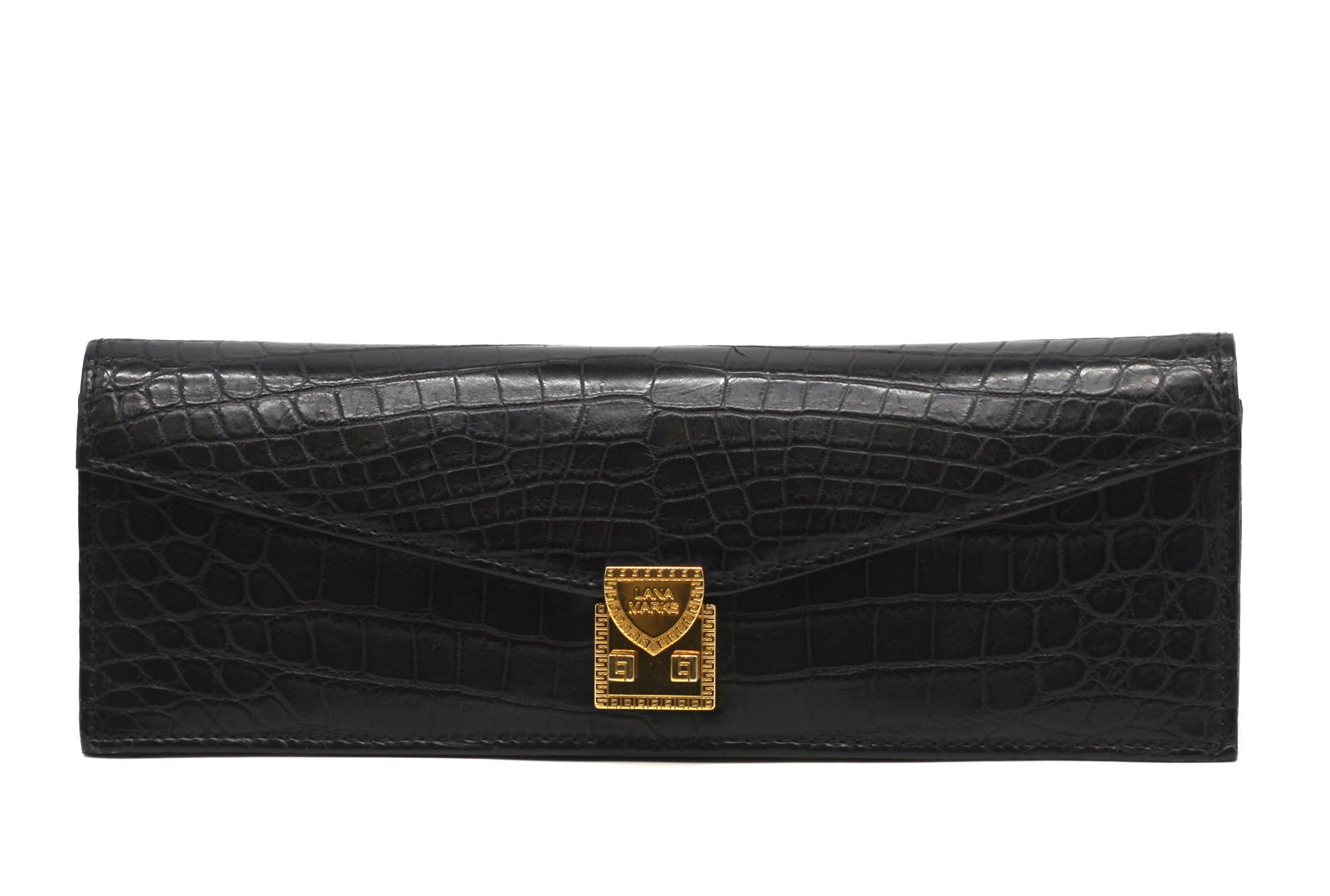 Lana Marks Black Alligator Envelope Clutch (1 of 7)