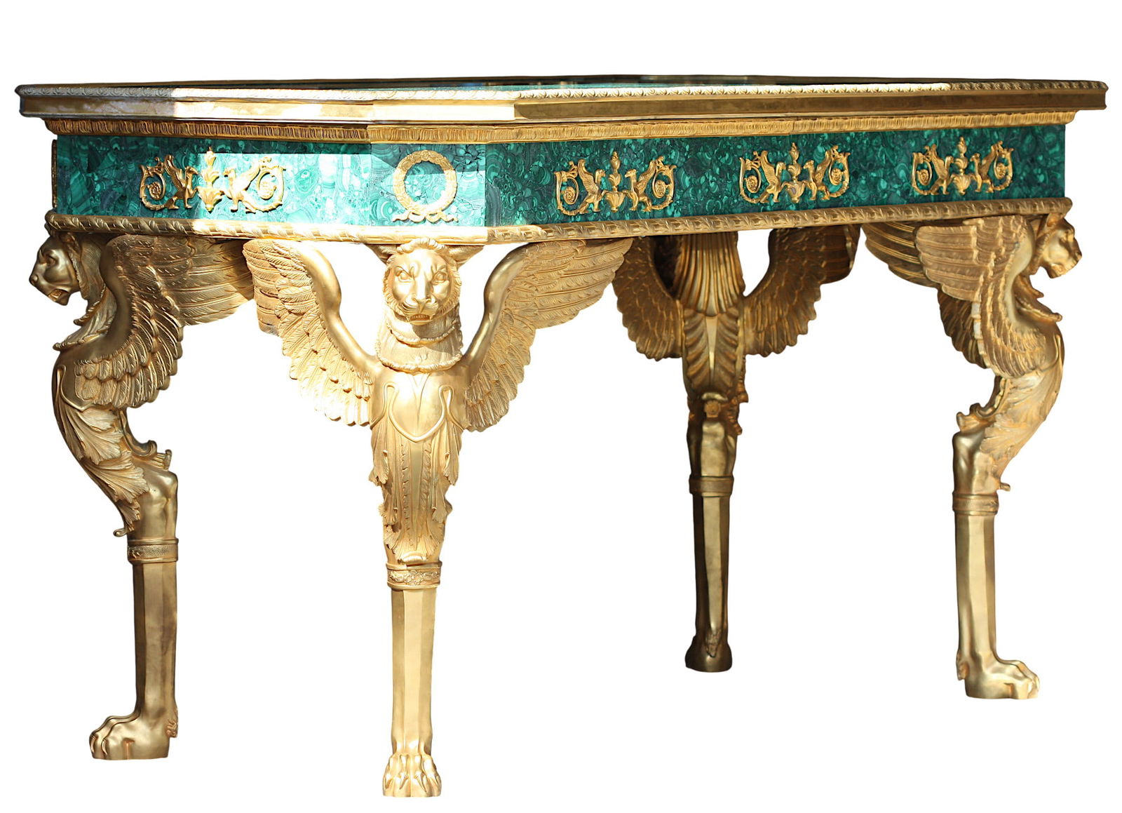 Good Empire Style Malachite and Gilt Bronze Center Table (1 of 16)