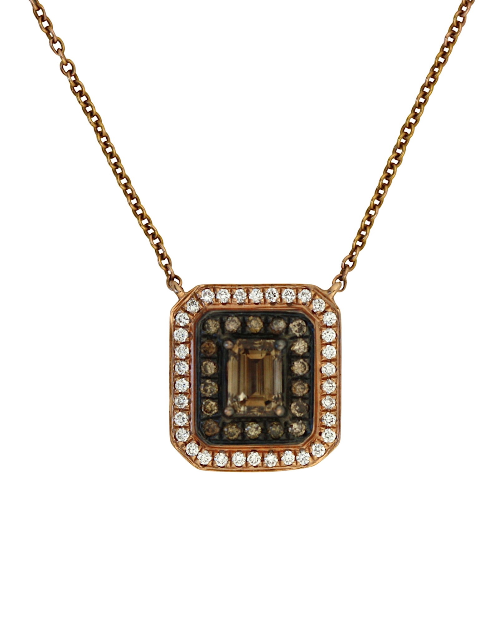 Gold Champagne Diamond and Diamond Pendant Necklace (1 of 5)
