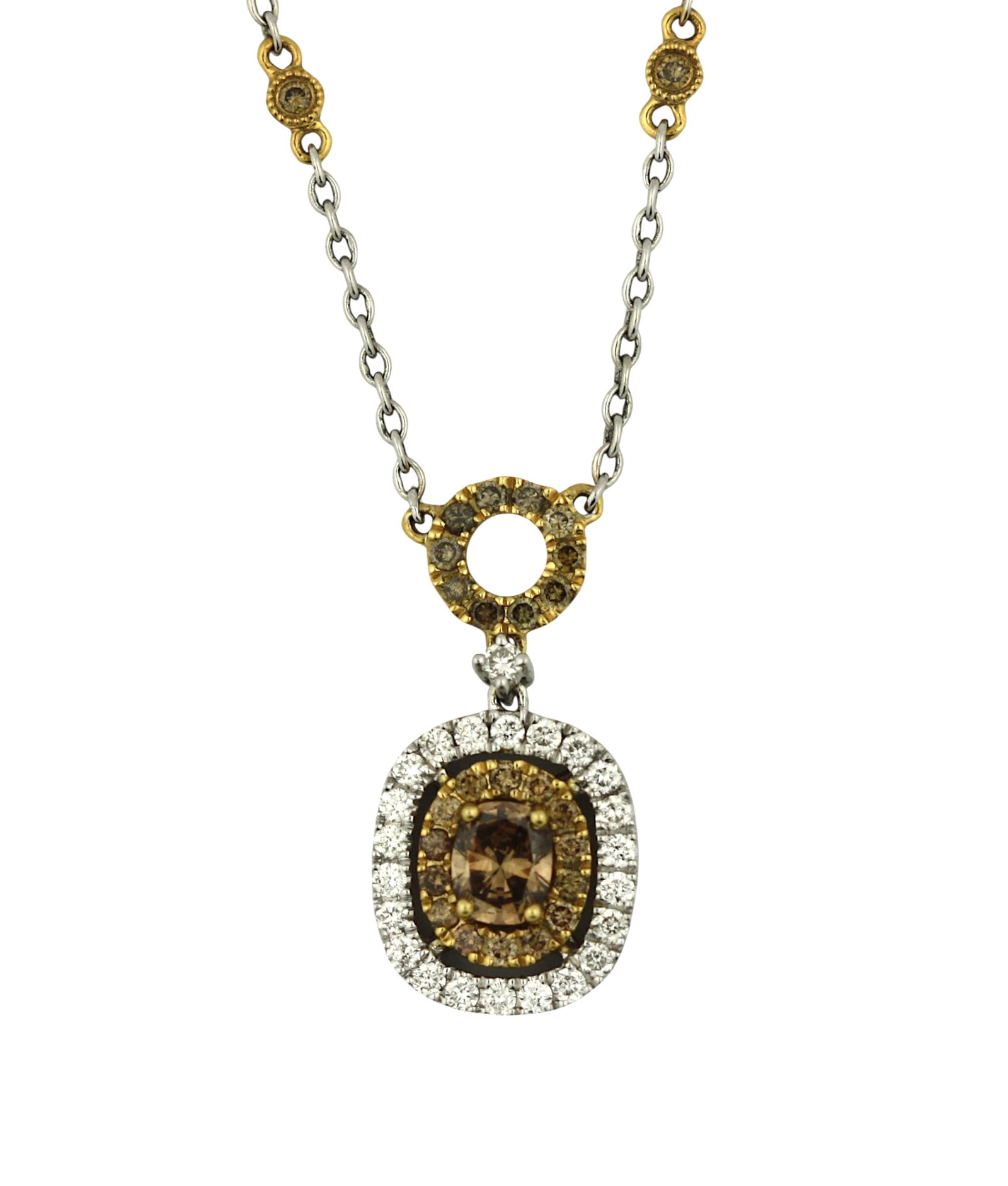 Champagne Diamond and Diamond Pendant Necklace (1 of 6)