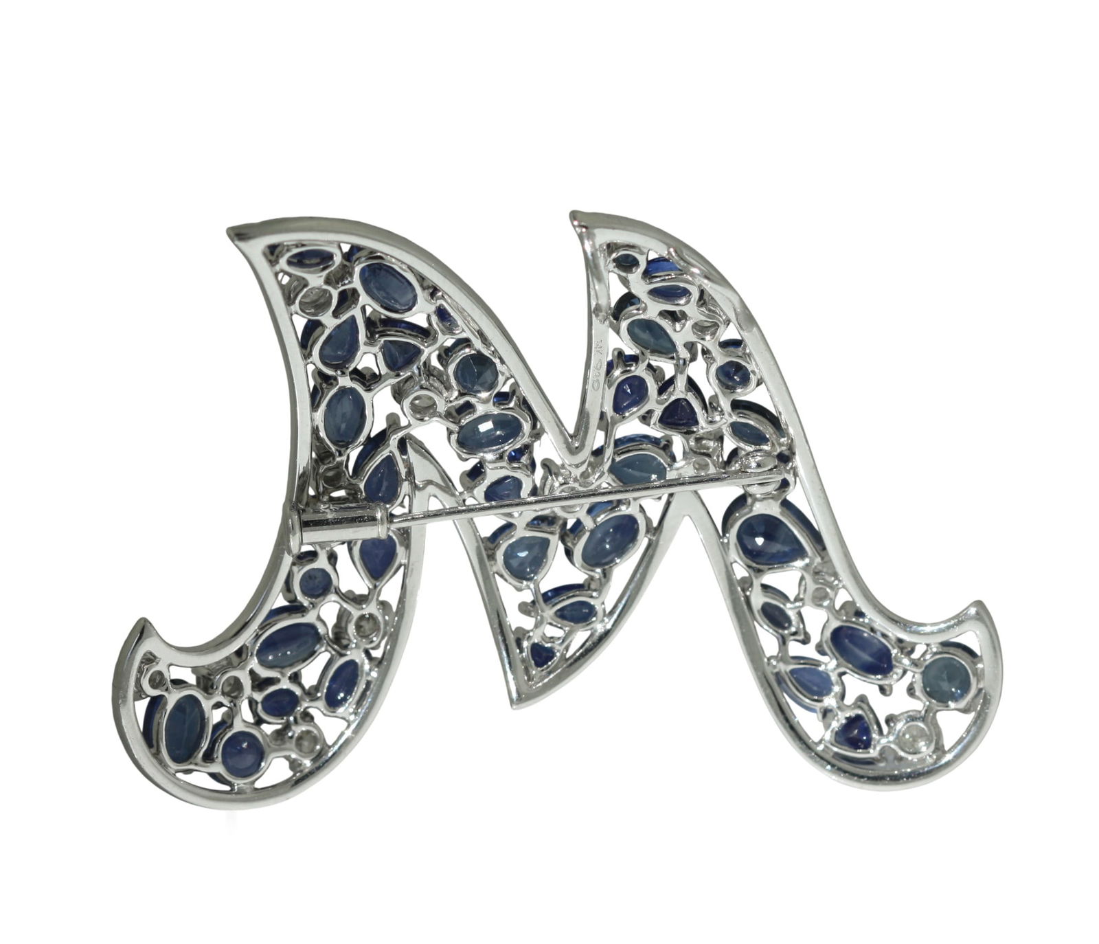 Sapphire and Diamond “M” Brooch - 2