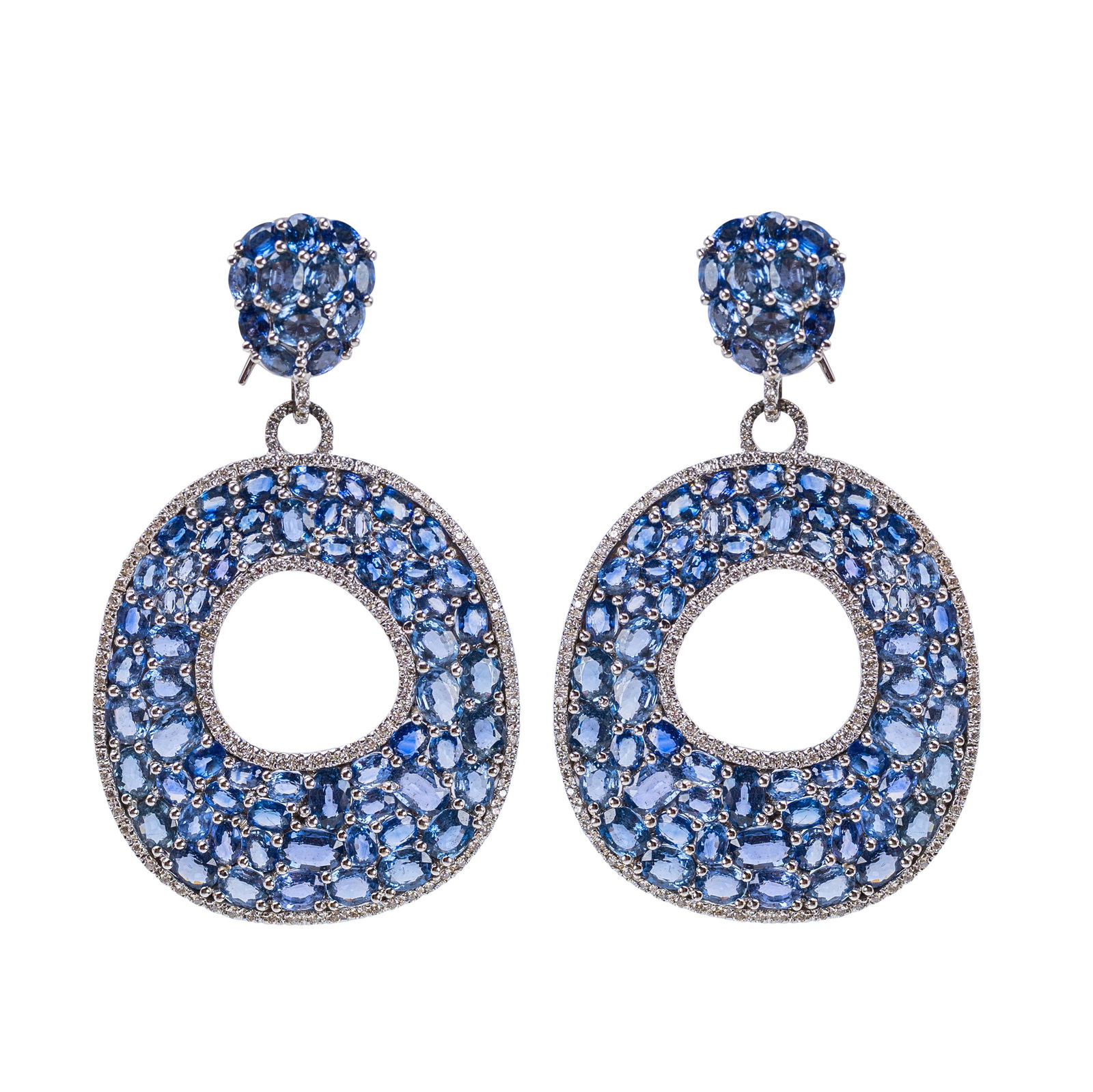 Impressive Pair of Sapphire and Diamond Pendant-Drop Earrings (1 of 5)